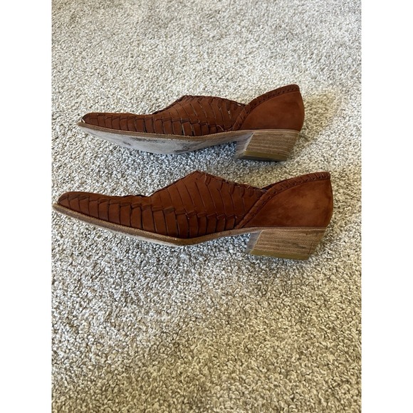 VTG Pointed Toe Made In Italy Woven Leather Slip On Huracha Loafers Size 7.5 - Picture 6 of 7